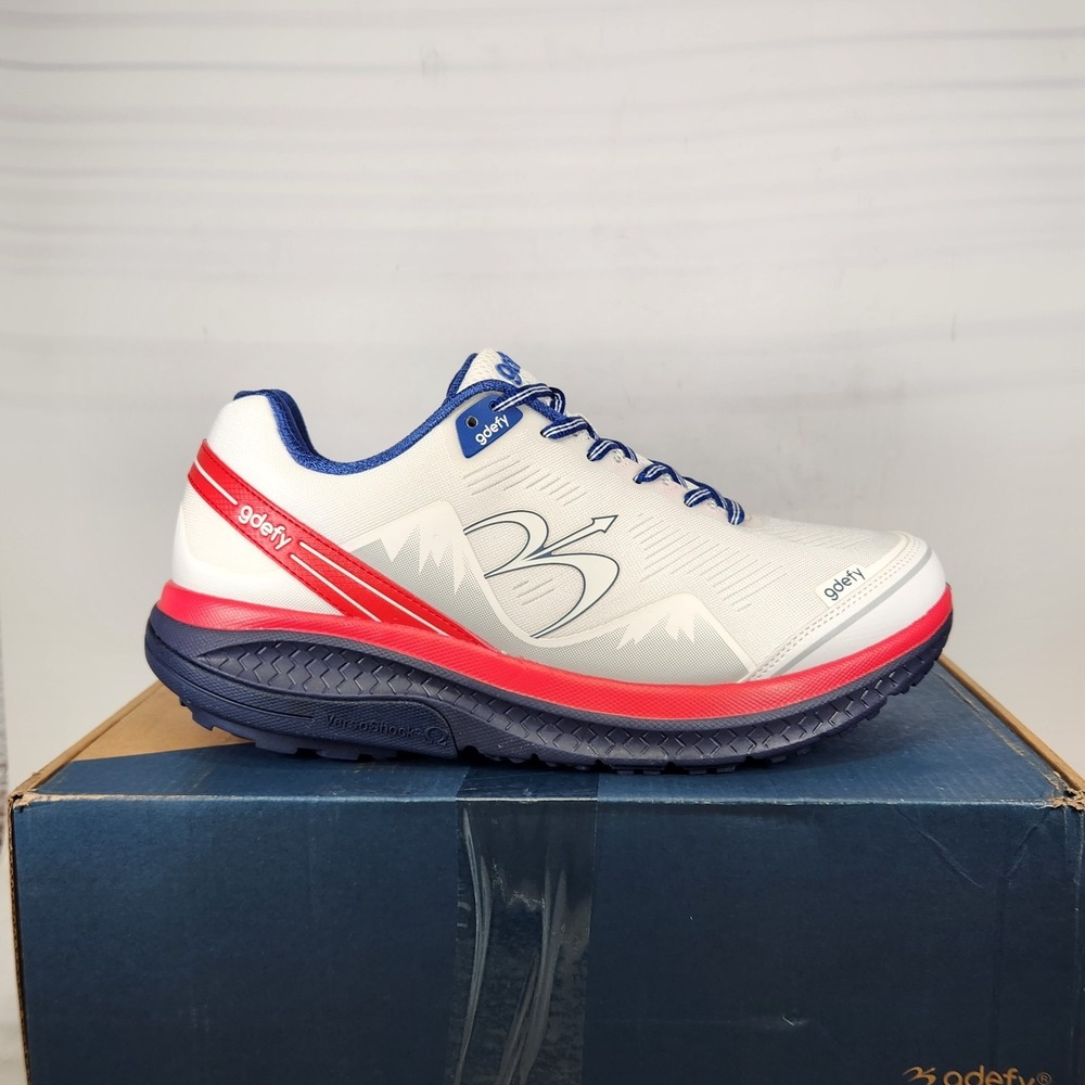 Gravity Defyer Mighty Walk Sneakers Mens Size 11 WIDE White Red Blue Athletic